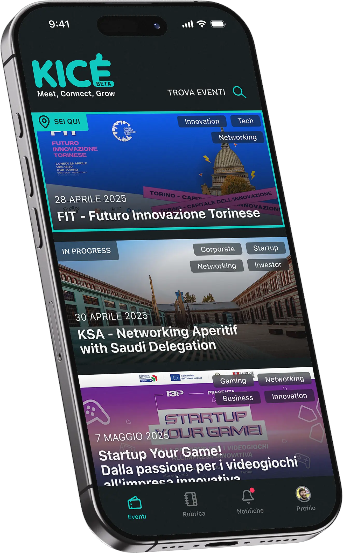 App Kicè mostrata su uno smartphone